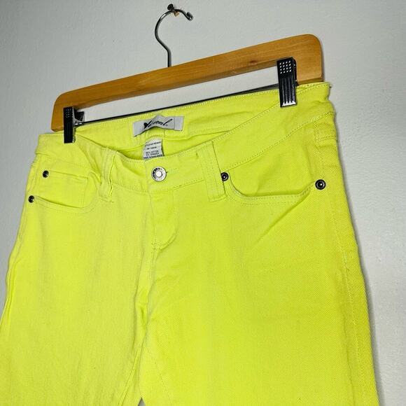 Vintage Wet Seal Women's Neon Yellow Highlighter Straight Leg Jeans Size 9 - Picture 9 of 9